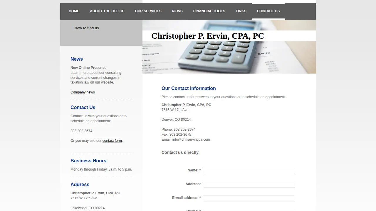 Ervin Christopher CPA page