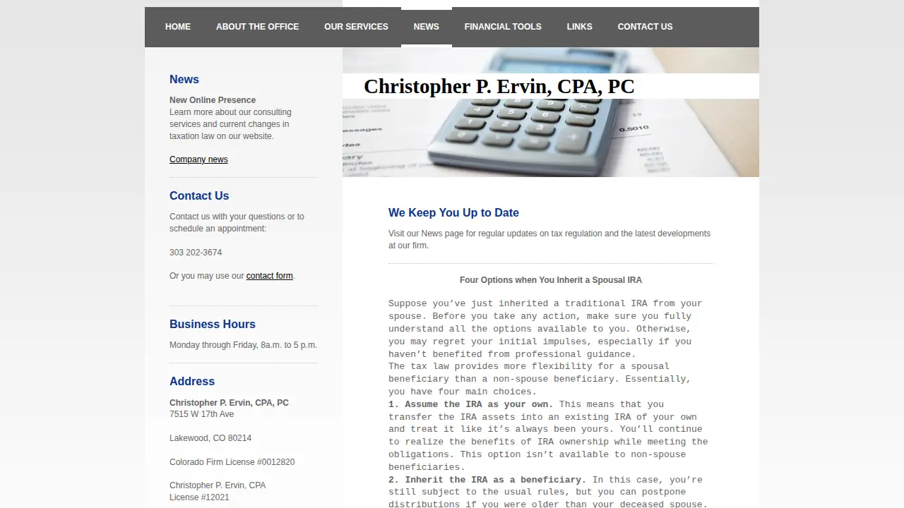Ervin Christopher CPA page