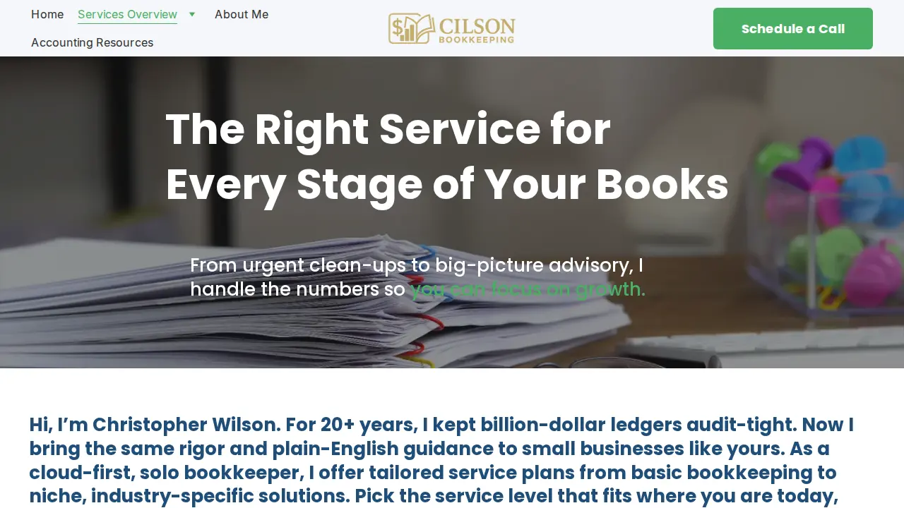 Cilson Bookkeeping page