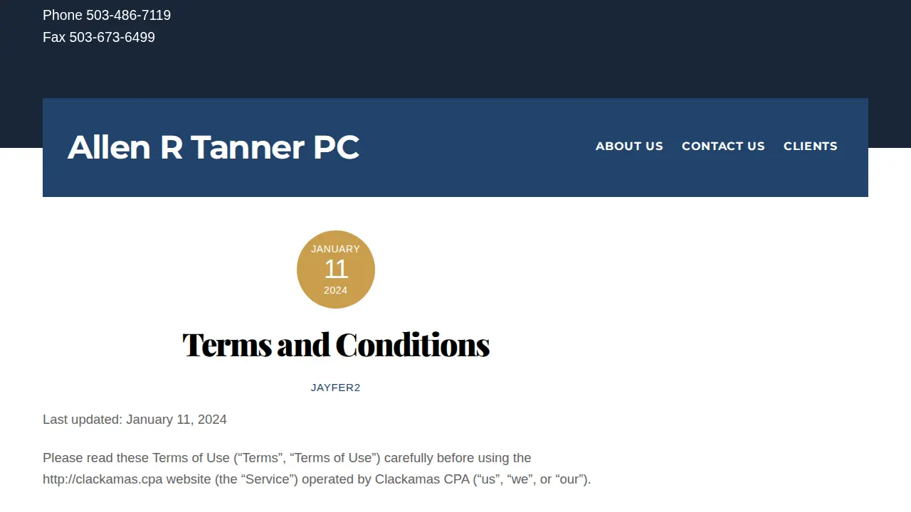 Allen R Tanner PC page