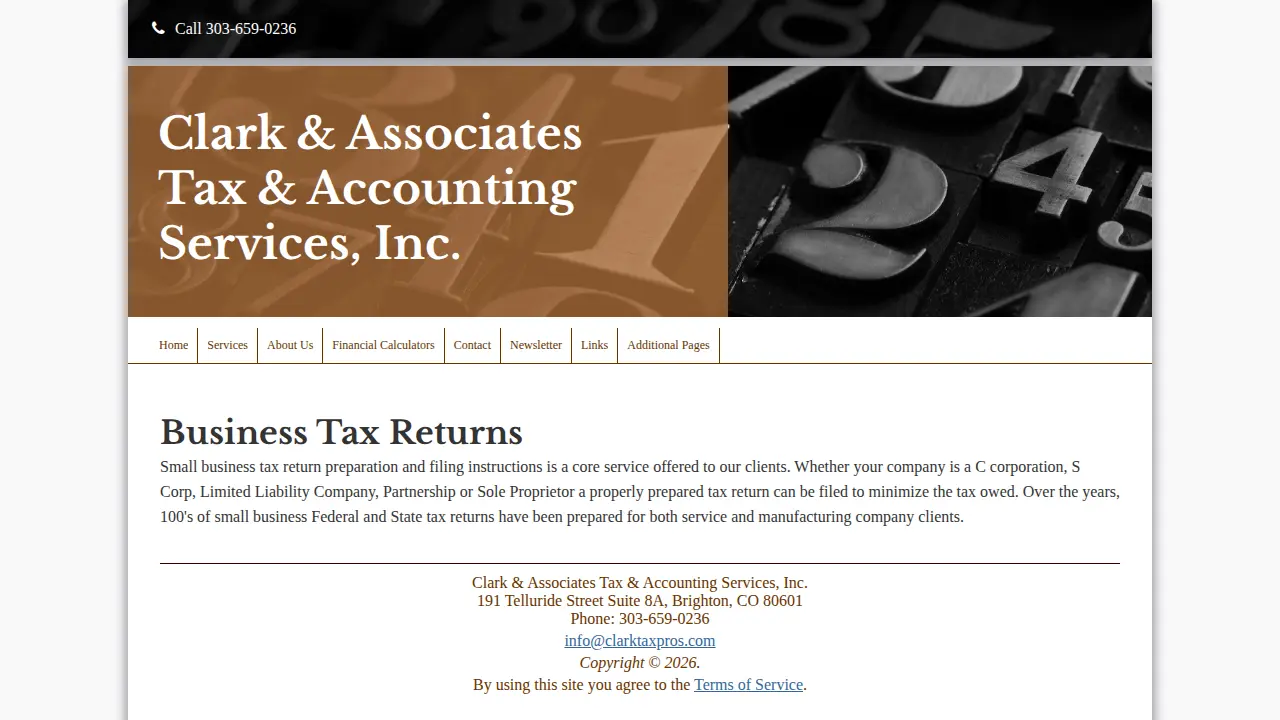 Clark & Associates Tax & Accounting Services, Inc. page