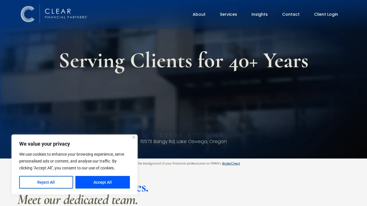 Clear Financial Partners page