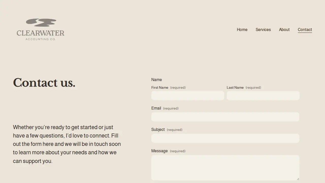 Clearwater Accounting page