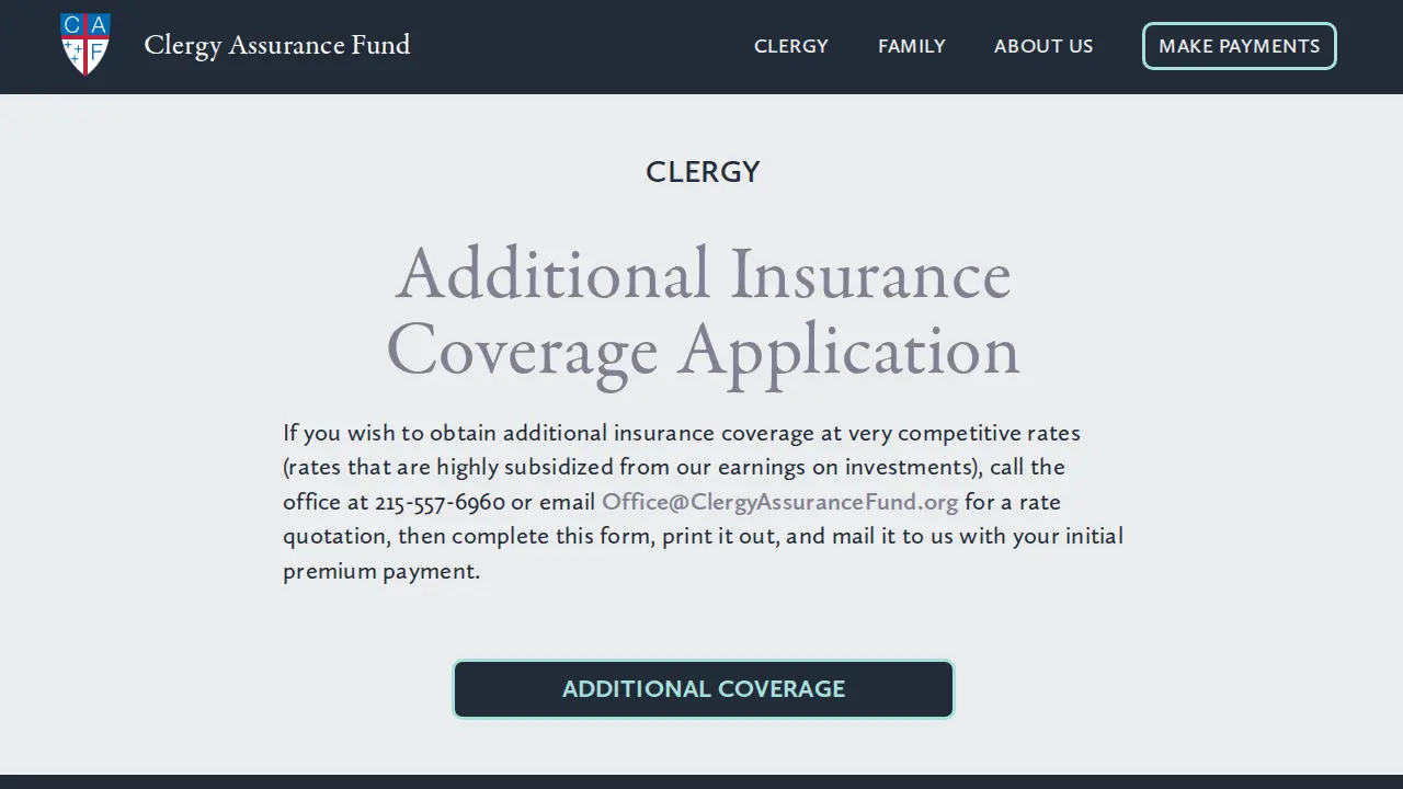 Clergy Assurance Fund page