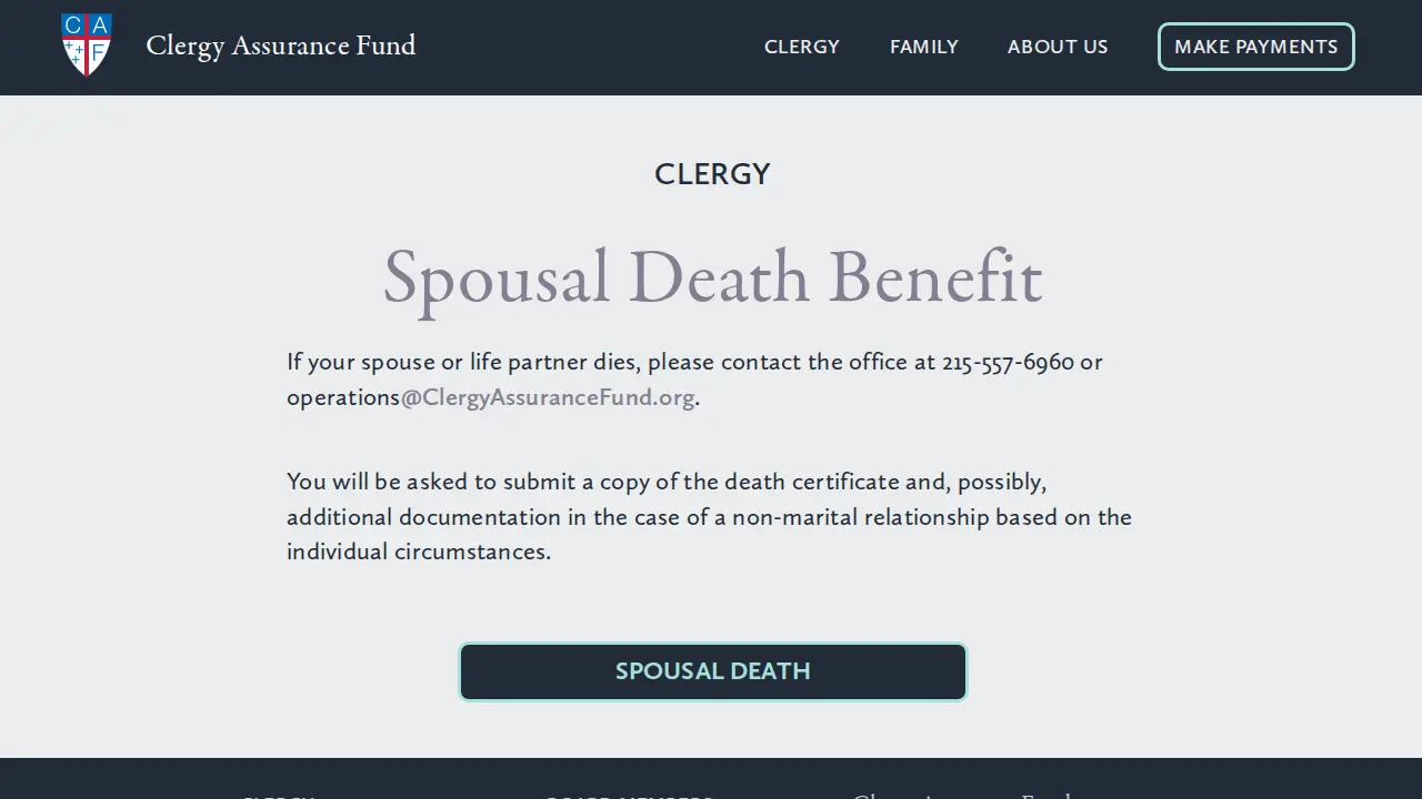 Clergy Assurance Fund page
