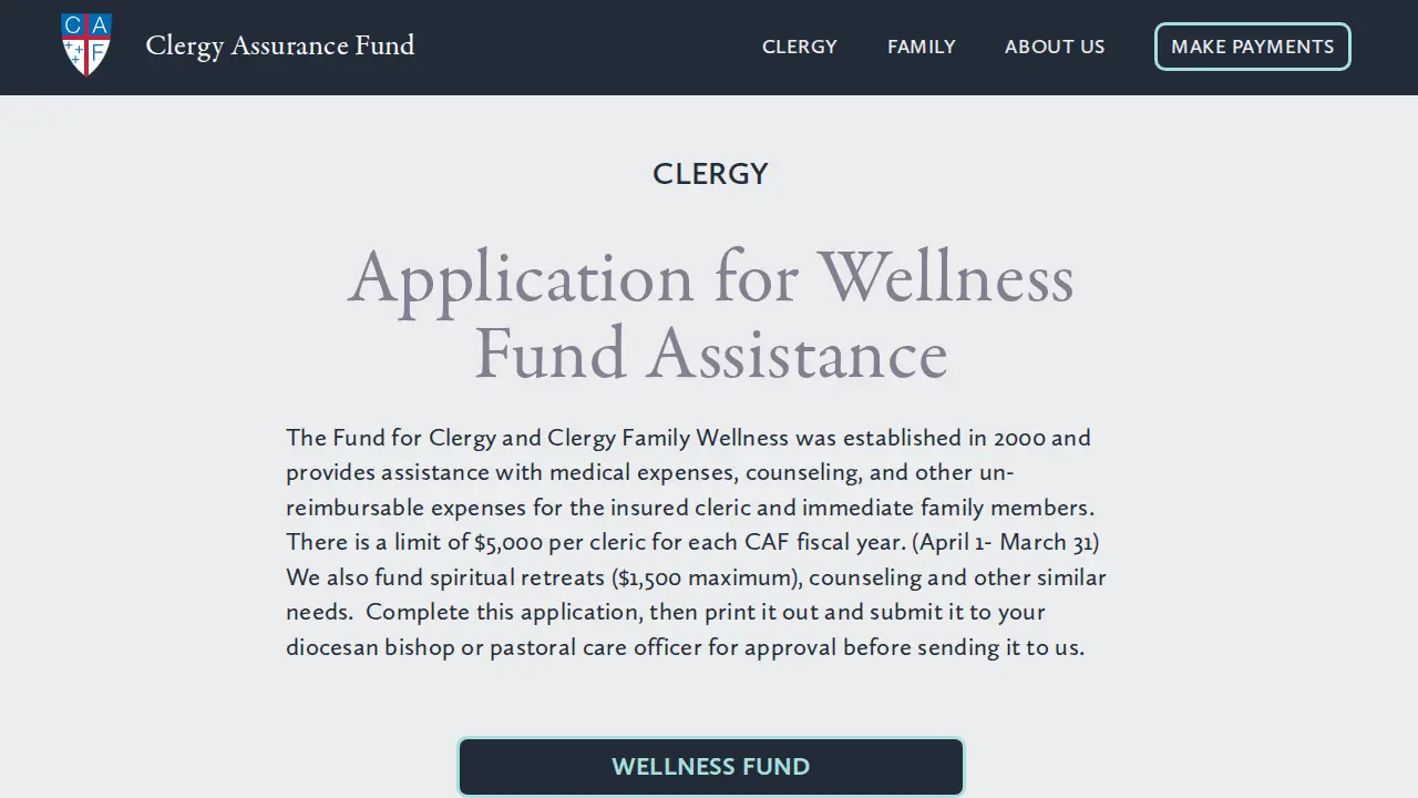 Clergy Assurance Fund page