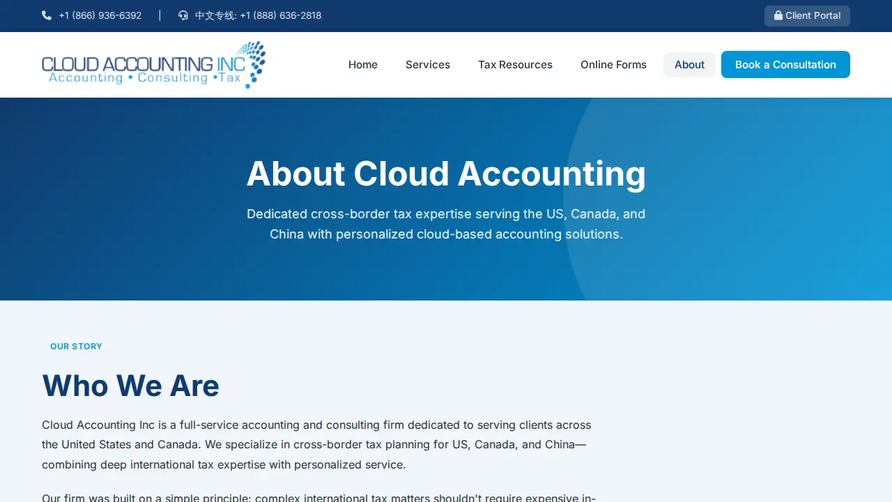 Cloud Accounting Inc page