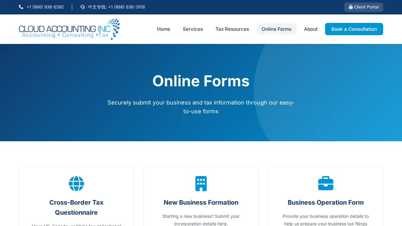 Cloud Accounting Inc page