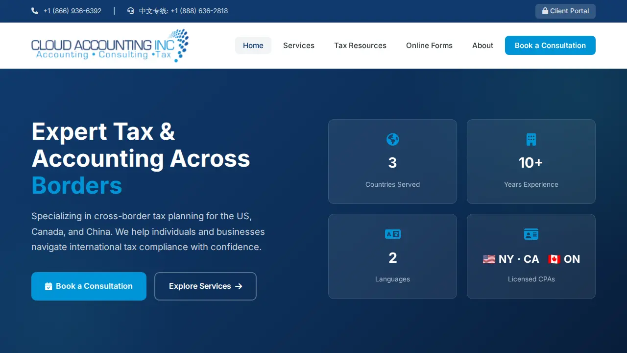 Cloud Accounting Inc page
