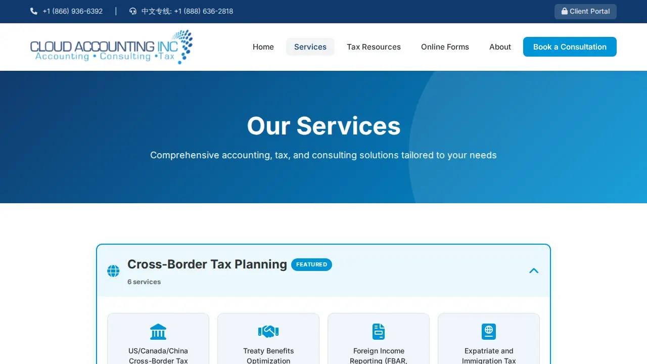 Cloud Accounting Inc page
