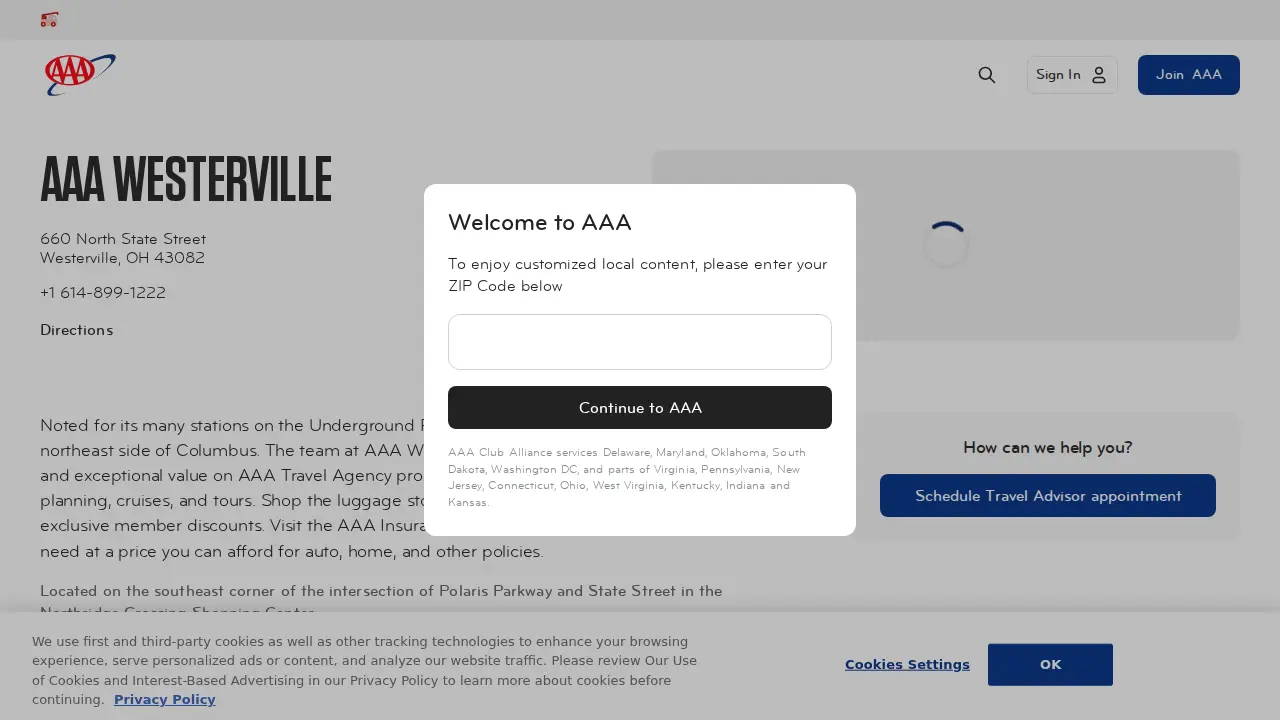 AAA Westerville website