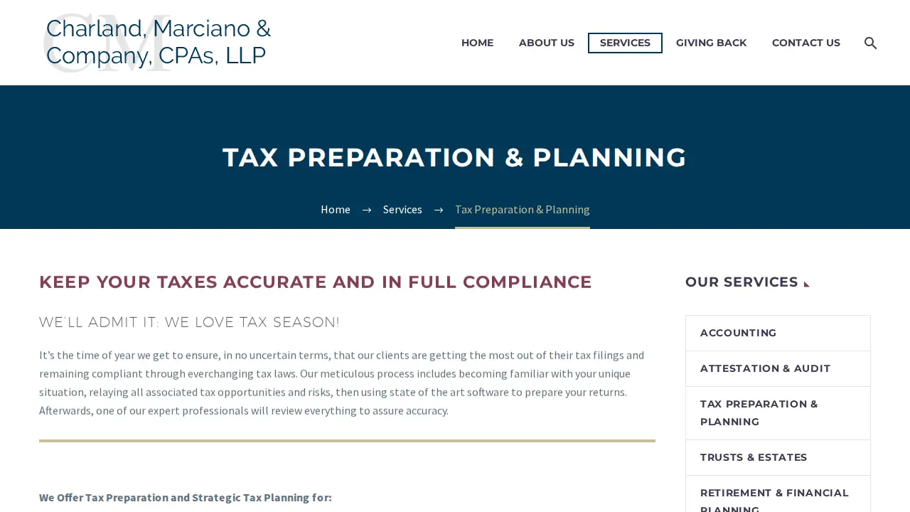 Charland, Marciano & Company, CPAs, LLP page