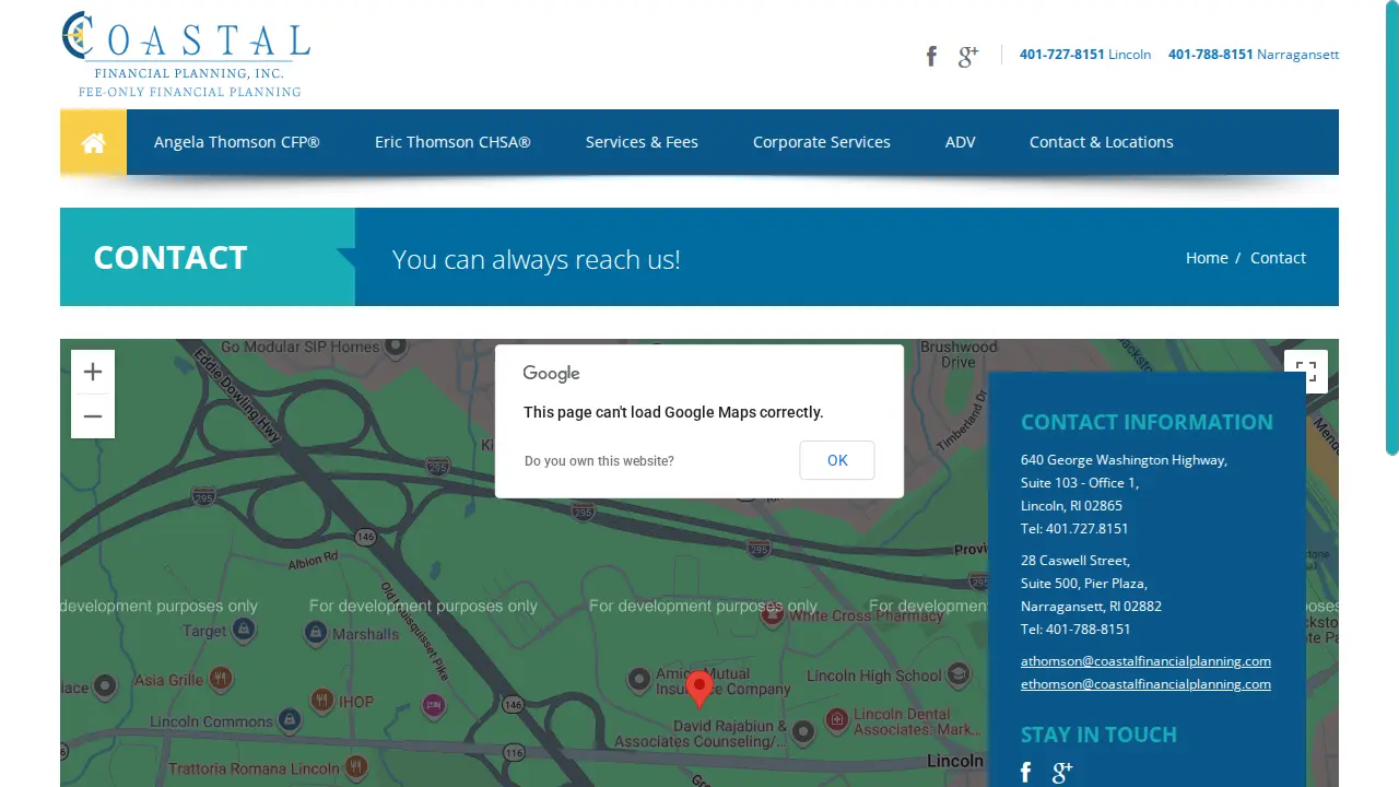 Coastal Financial Planning page