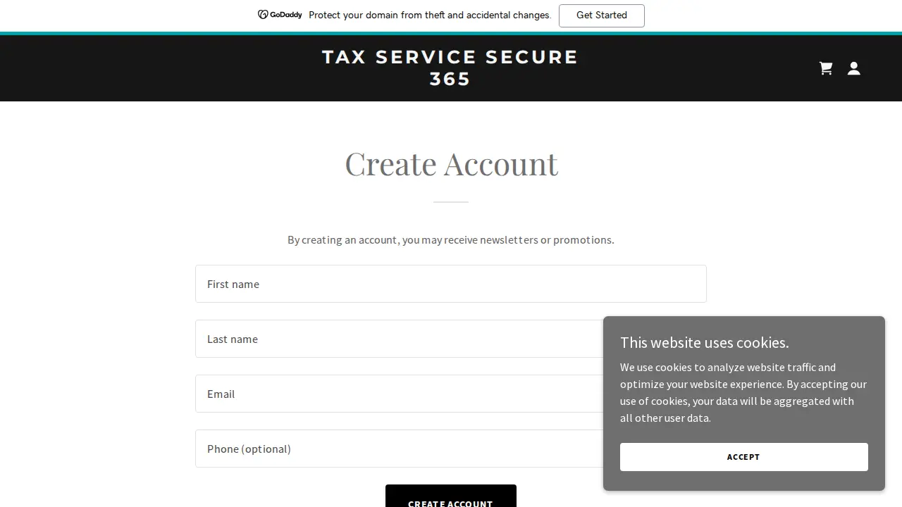 Tax Service Secure 365 page