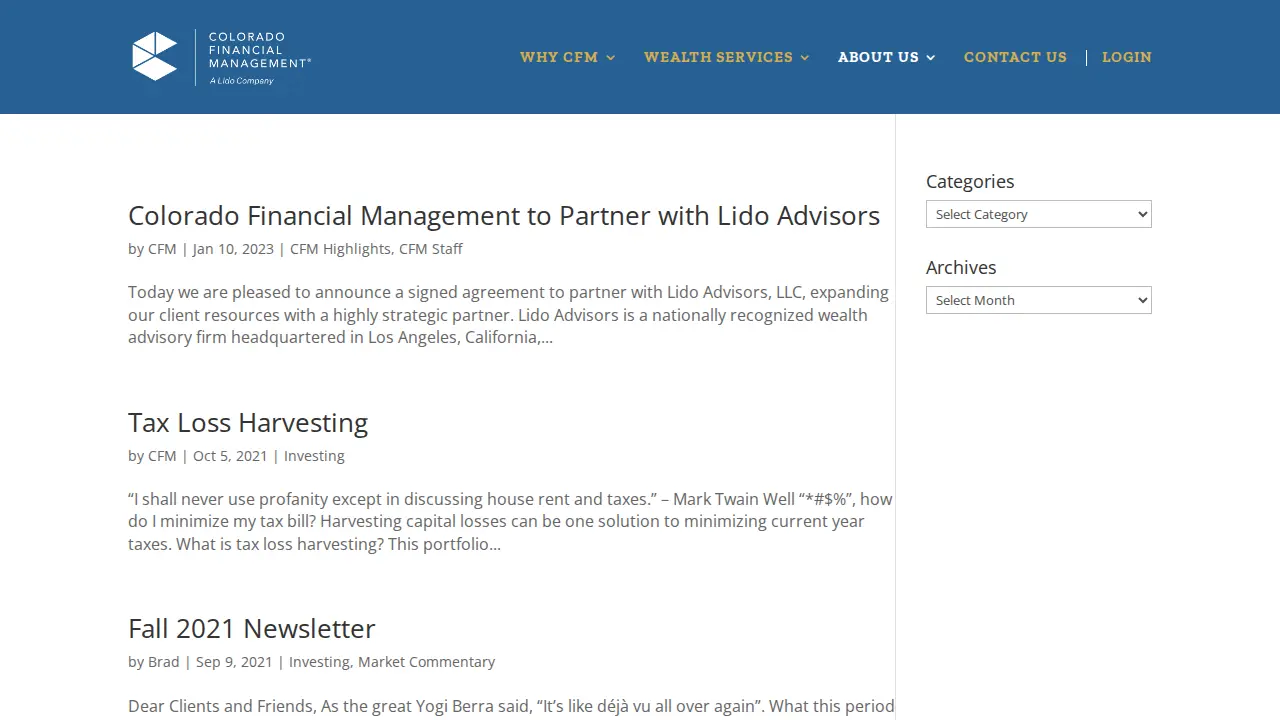 Colorado Financial Management page