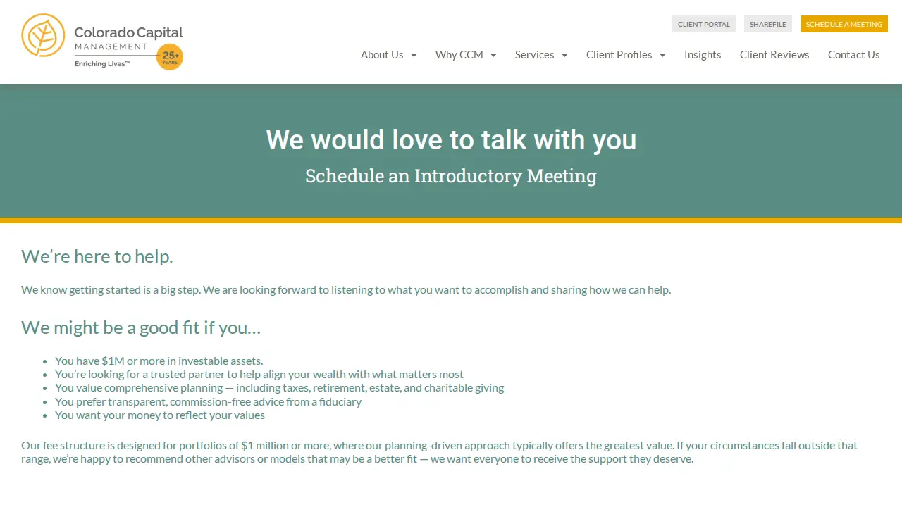 Colorado Capital Management page