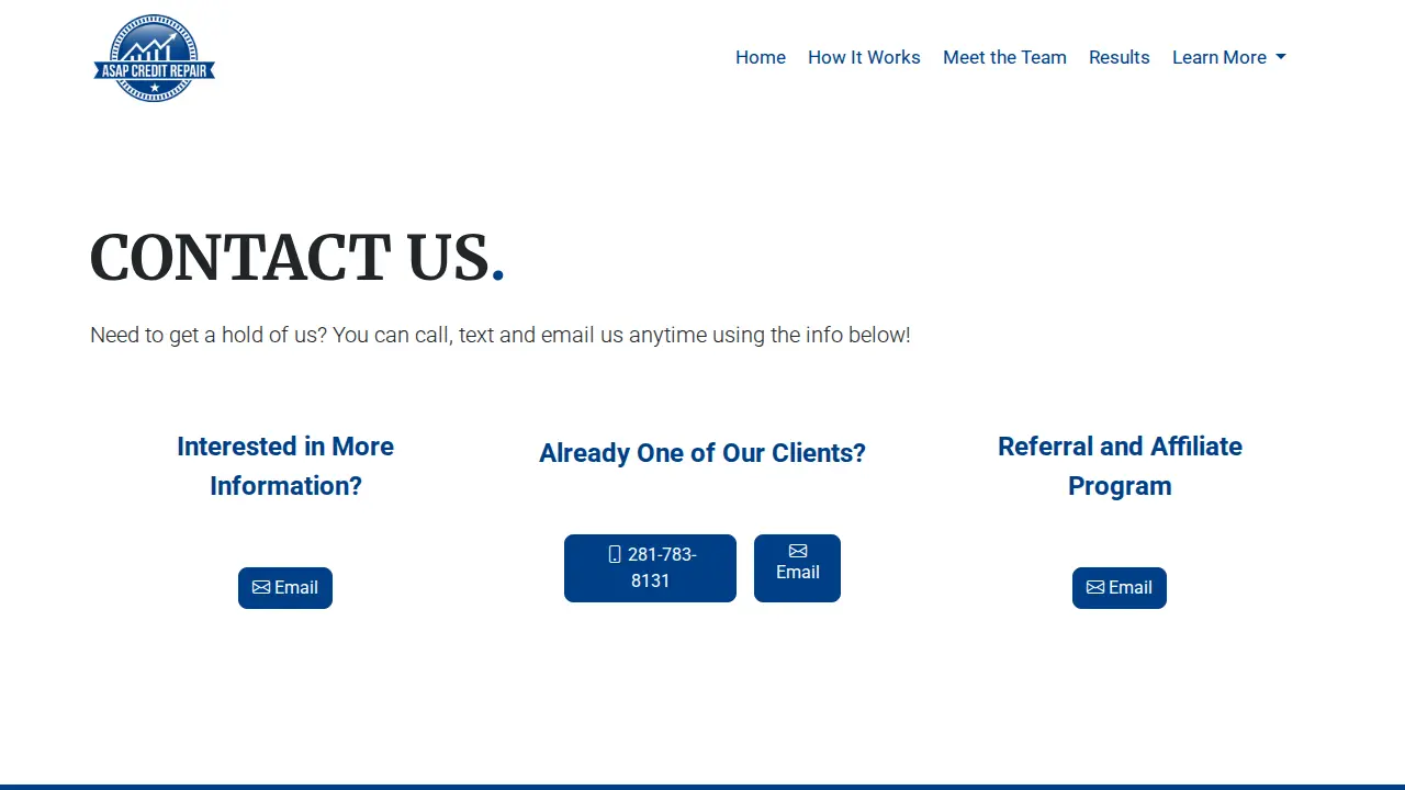 ASAP Credit Repair & Financial Education page