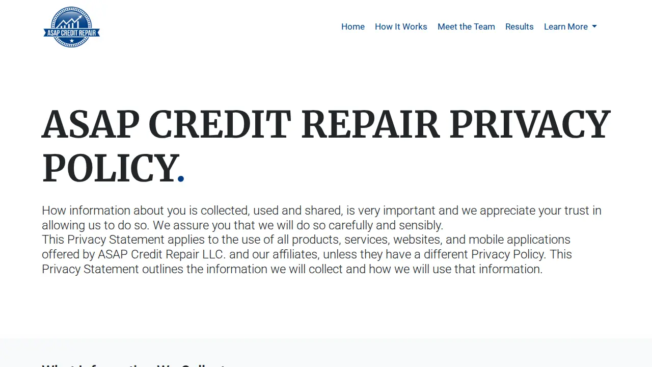 ASAP Credit Repair & Financial Education page