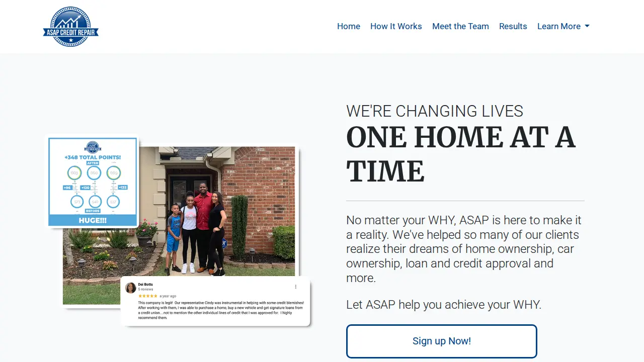 ASAP Credit Repair & Financial Education page