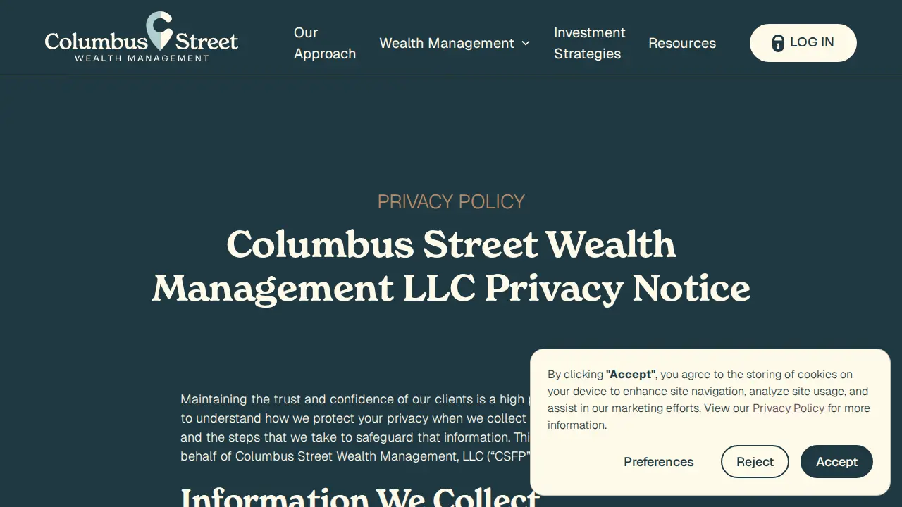 Columbus Street Wealth Management page