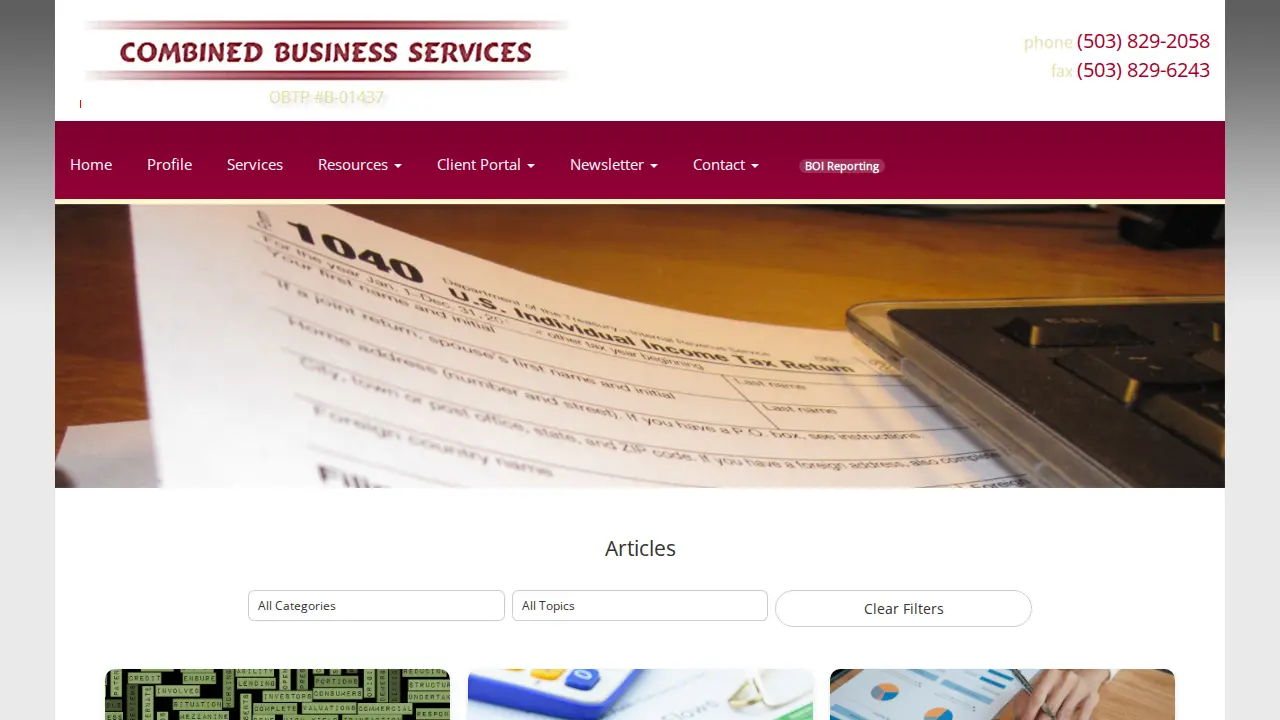 Combined Business Services page