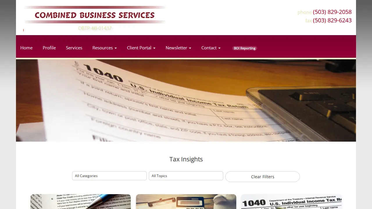 Combined Business Services page