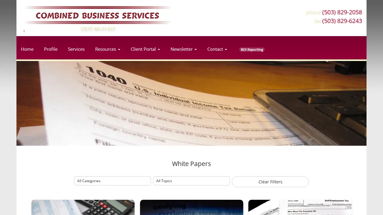 Combined Business Services page