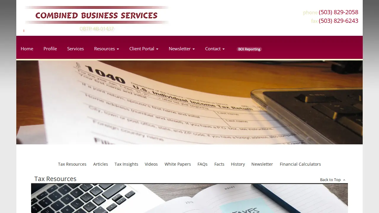 Combined Business Services page