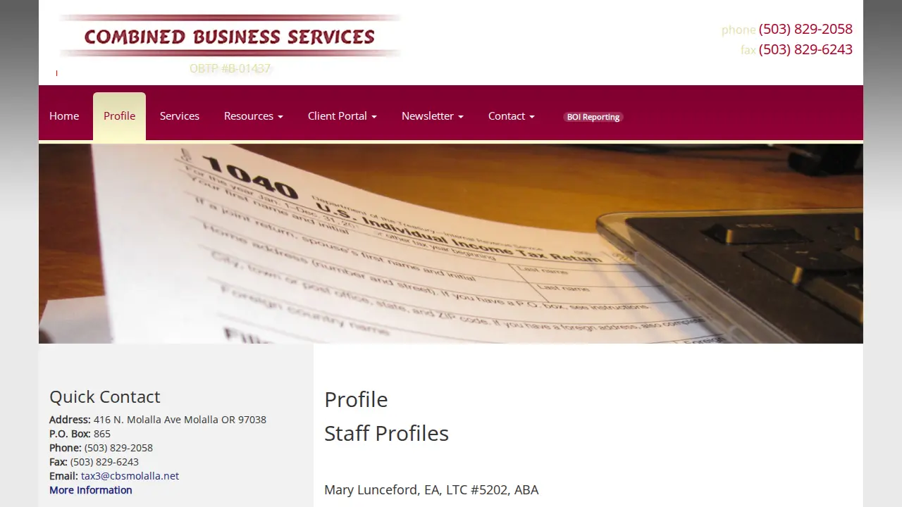Combined Business Services page