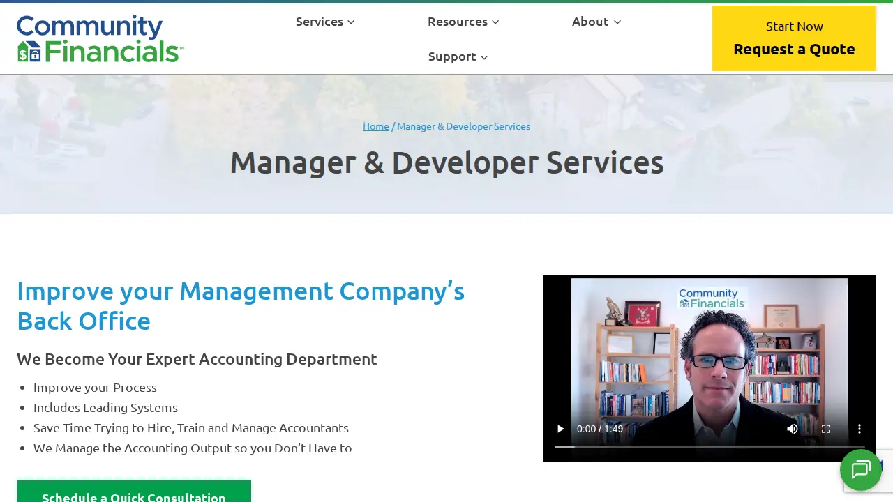 Community Financials page