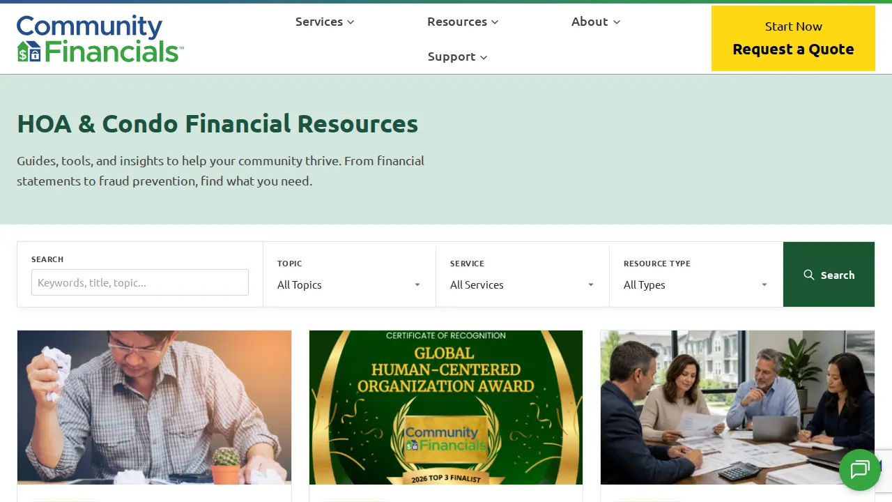 Community Financials page