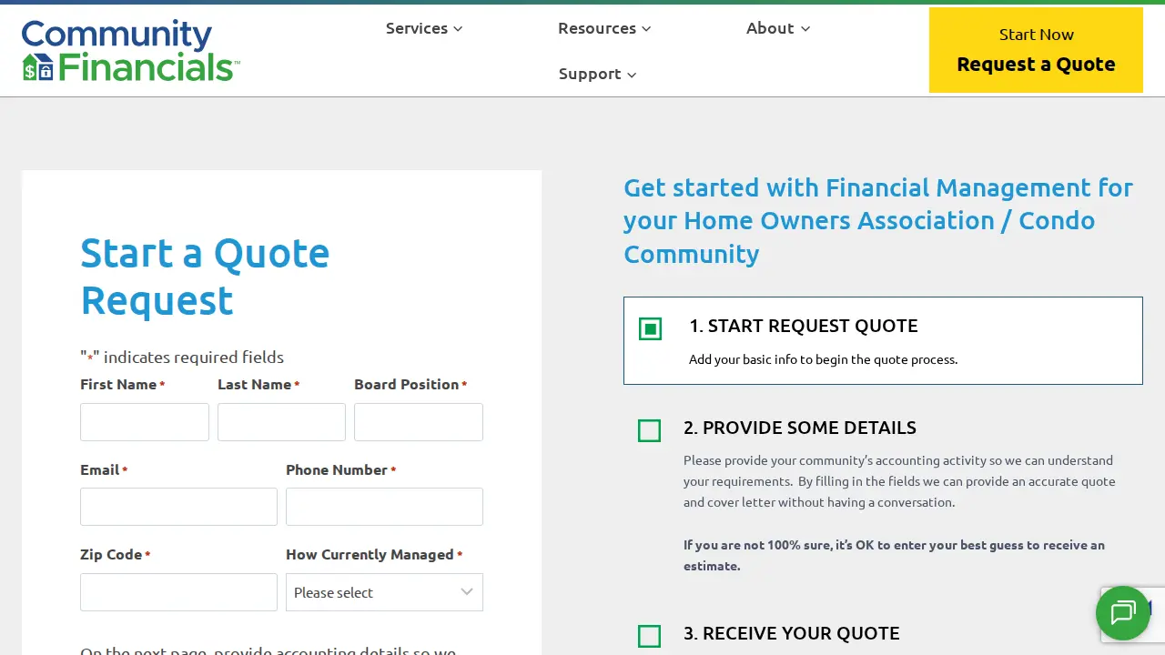Community Financials page