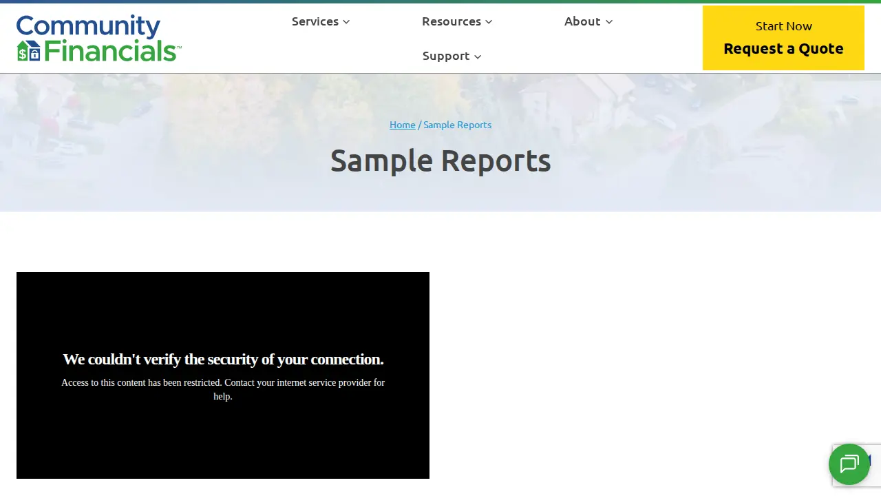 Community Financials page
