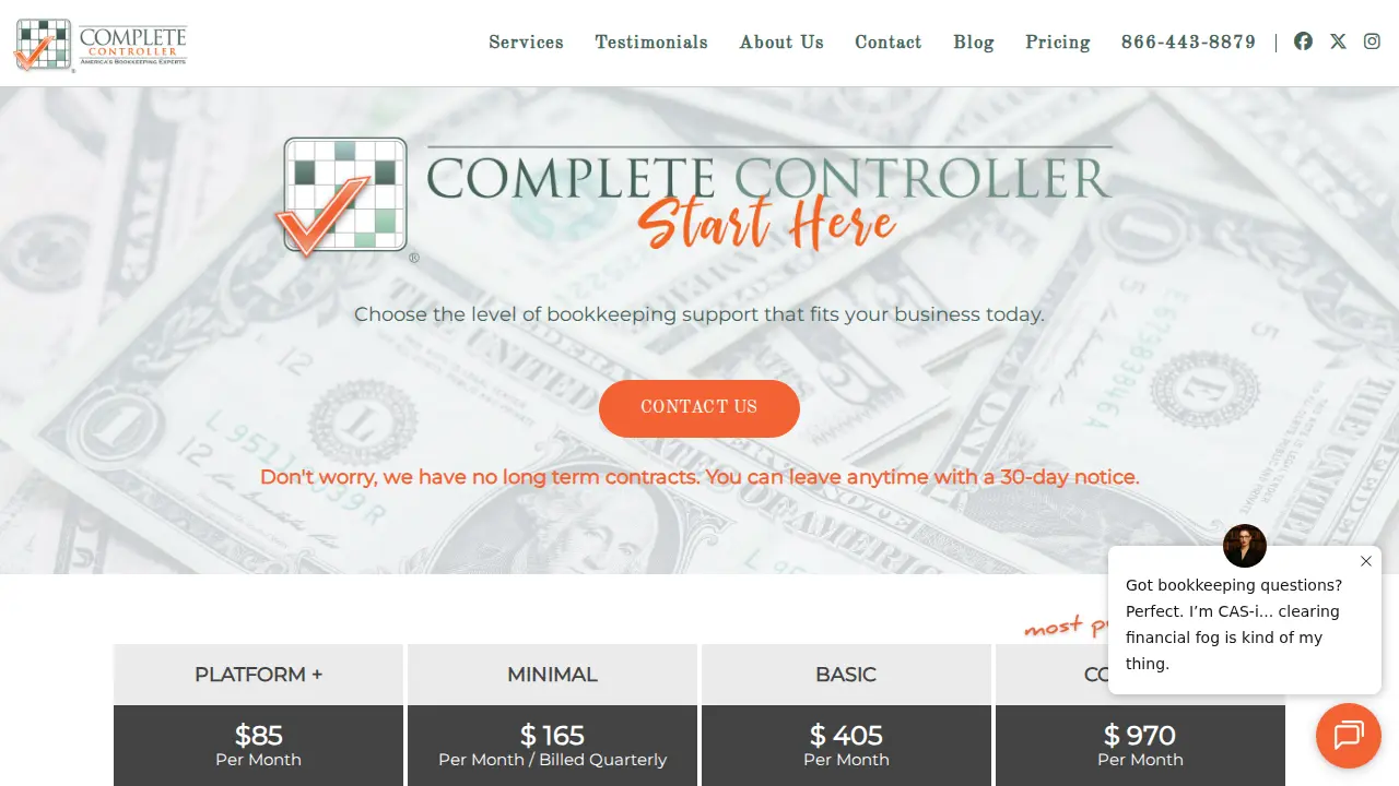 Complete Controller Denver, CO - Bookkeeping Service page