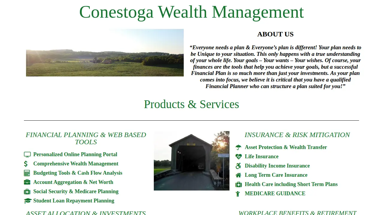 Conestoga Wealth Management page