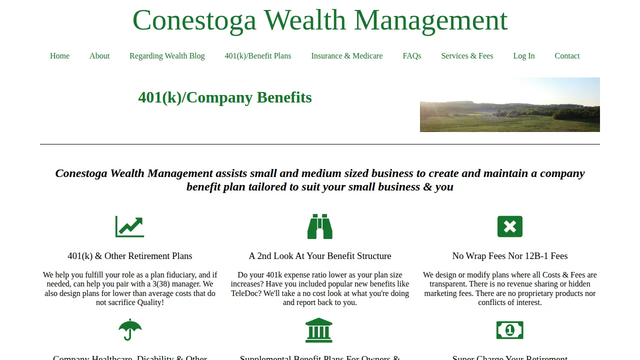 Conestoga Wealth Management page