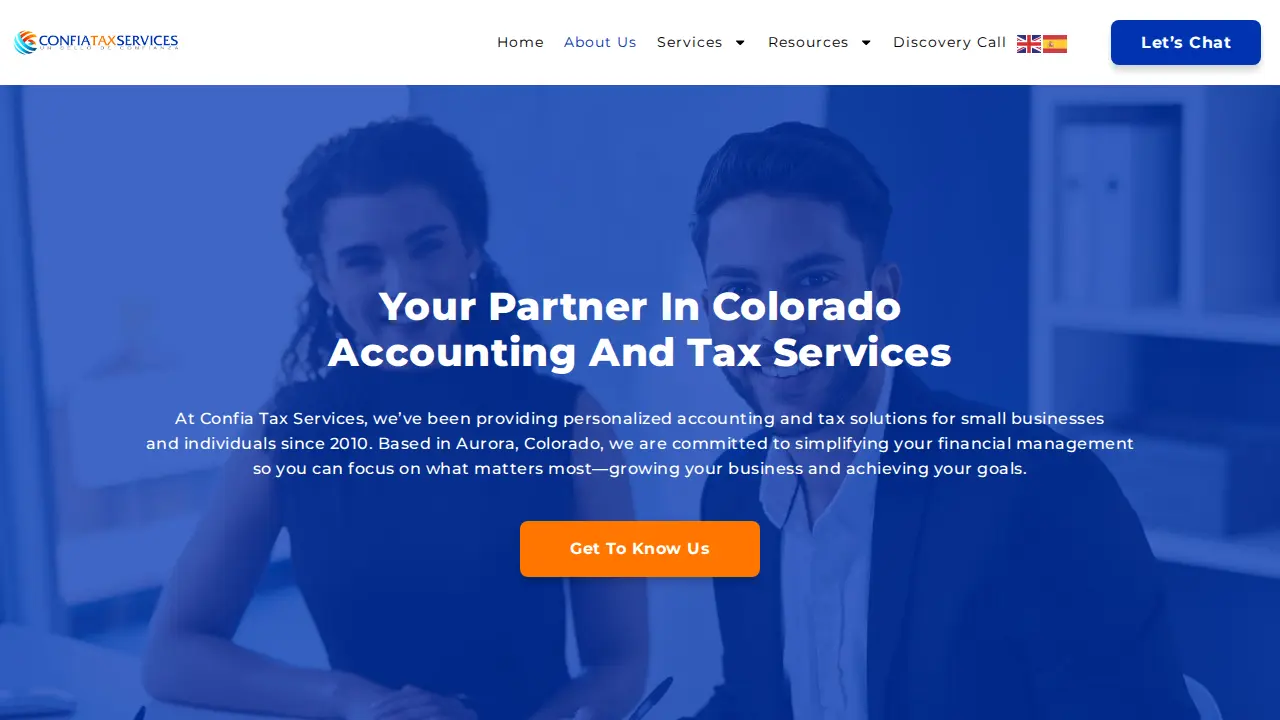 Confia Tax Services page