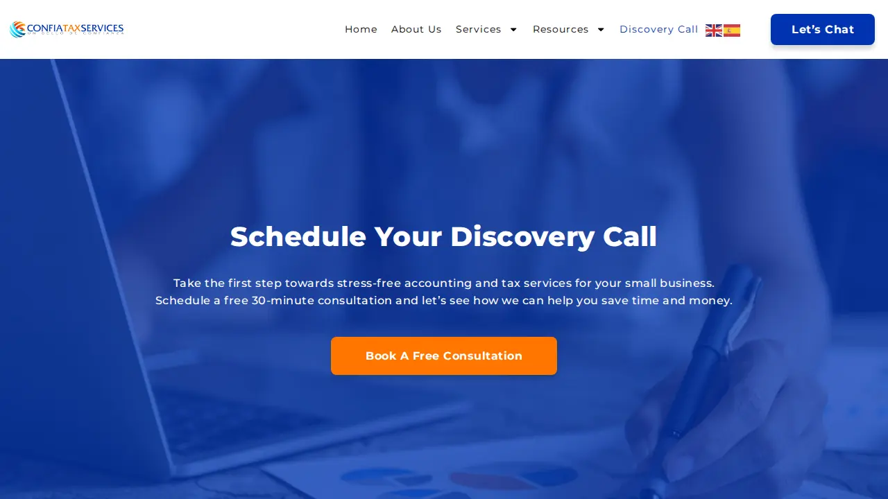 Confia Tax Services page