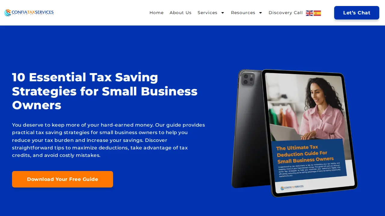Confia Tax Services page