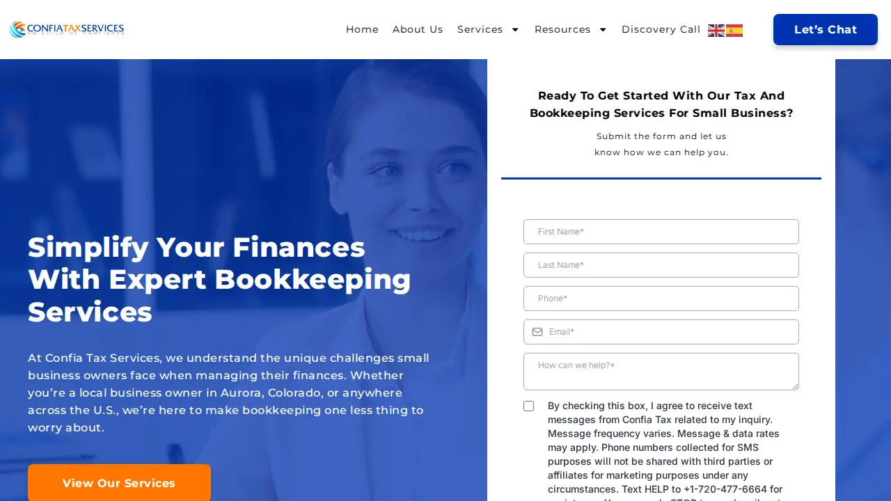 Confia Tax Services page