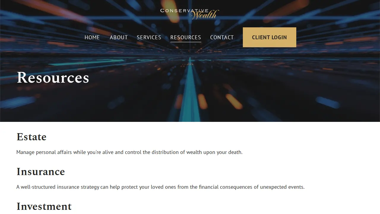 Conservative Wealth page