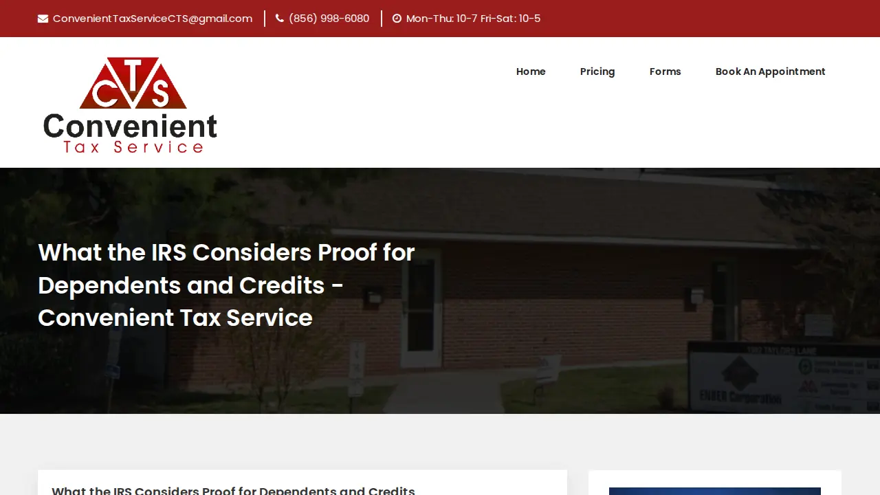 Convenient Tax Service page
