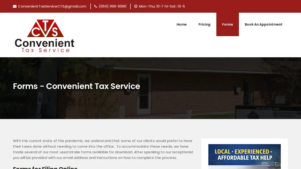 Convenient Tax Service page