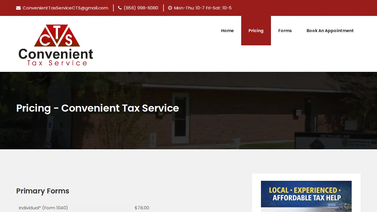 Convenient Tax Service page