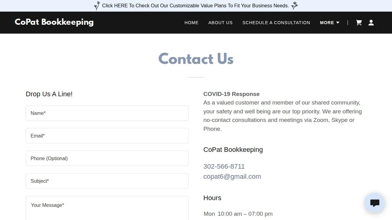 CoPat Bookkeeping page