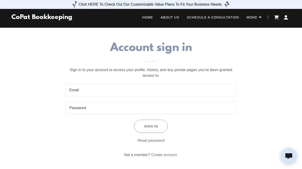 CoPat Bookkeeping page