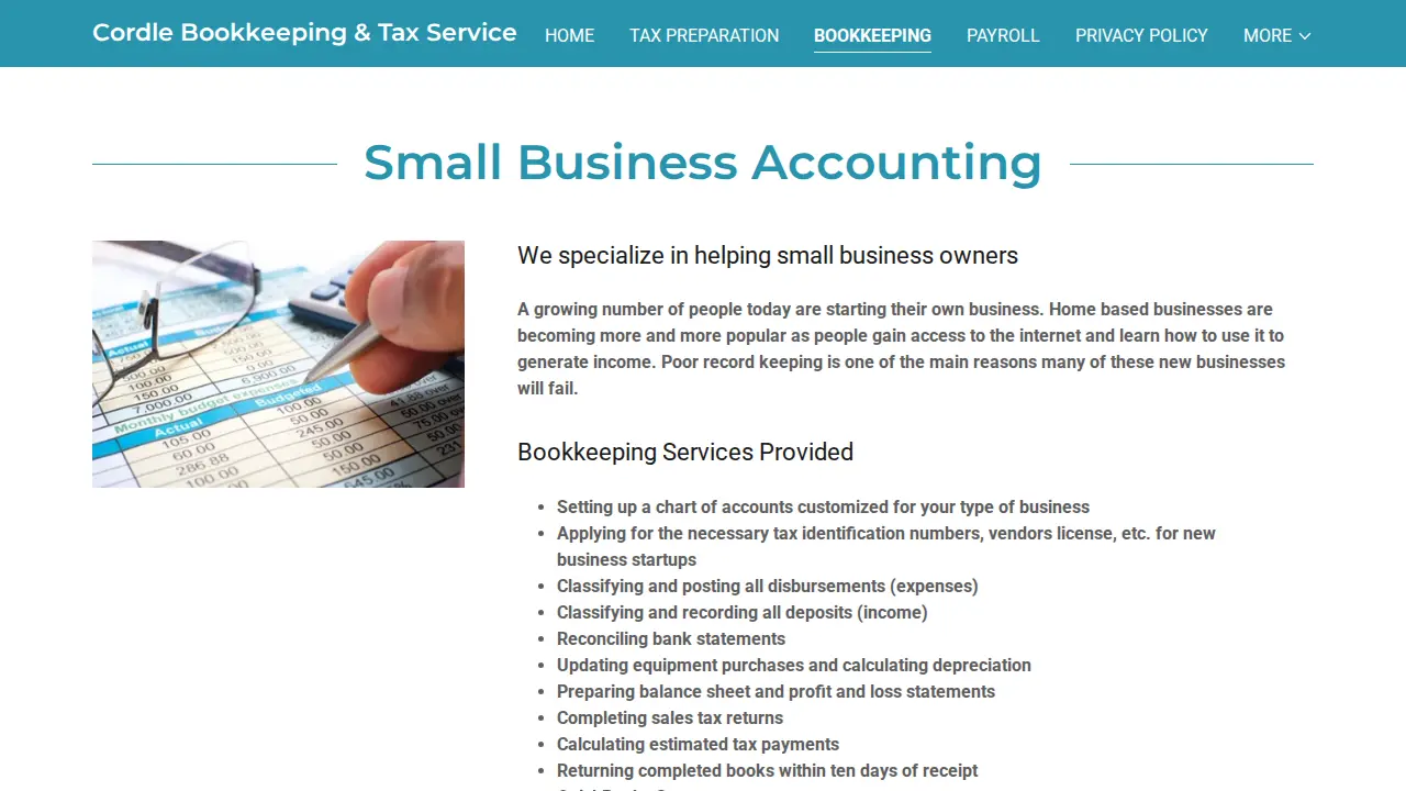 Cordle Bookkeeping & Tax Services page