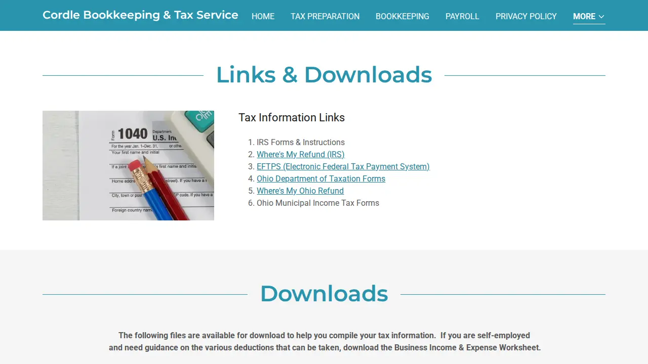 Cordle Bookkeeping & Tax Services page