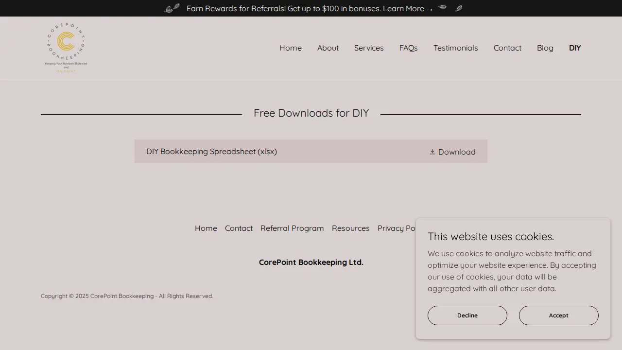 CorePoint Bookkeeping, Ltd. page