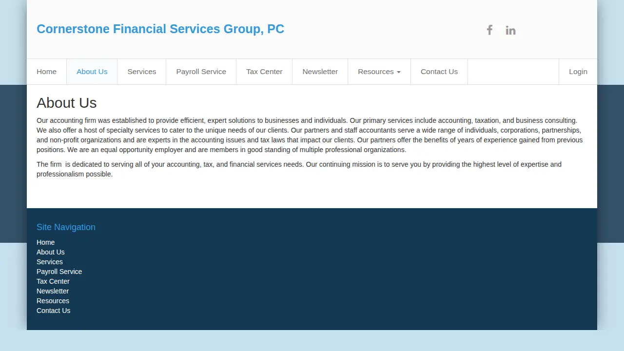 Cornerstone Financial Services Group page